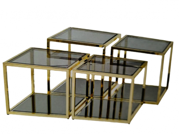 Zigon Orta 19333 Model kare Metal gold kaplama Temper kırılmaz cam füme El yapım ürün görseli 1