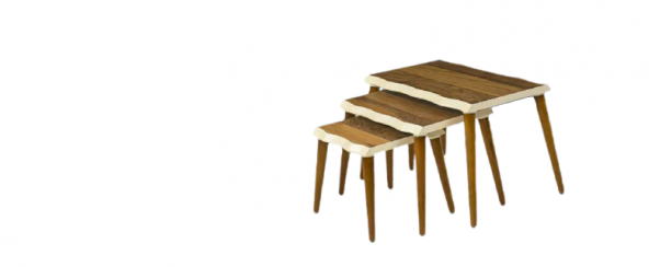 Zigon OSM 19392 Kütük Desen Model Sehpa Ceviz Krem uyum Ahşap Kayın ayak El yapım ürün görseli 1
