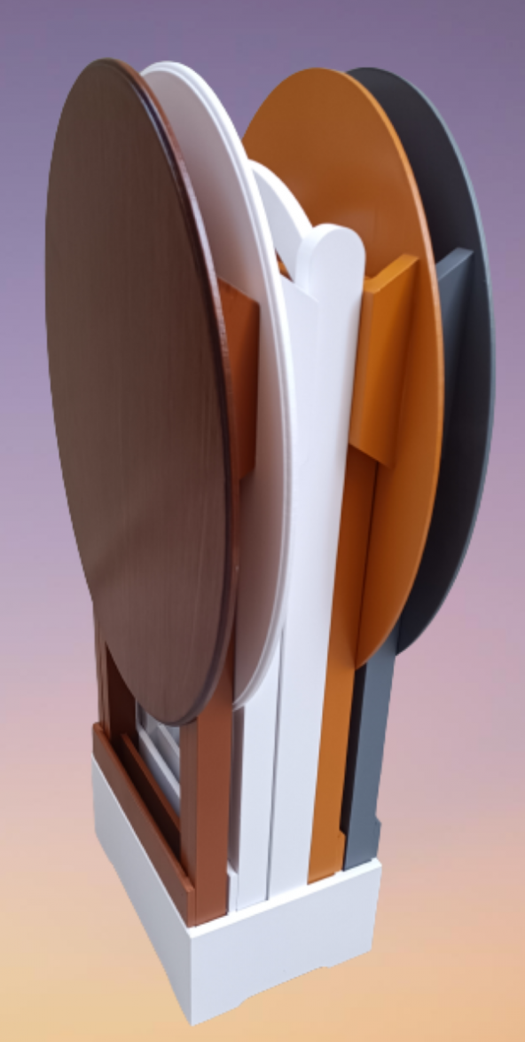 Zigon Çanta 12237 Oval Dörtlü Ahşap MDF Gri Ceviz Beyaz Hardal Renk Uyum El Yapım ürün görseli 1