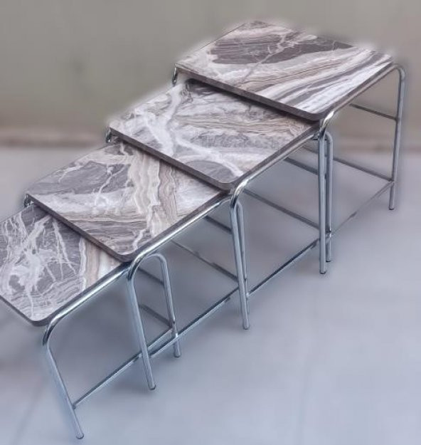 Zigon 134003 Sehpa Demet Model Metal Nikelaj Ayak Mermer Dalgalı Desen El Yapım ürün görseli 1