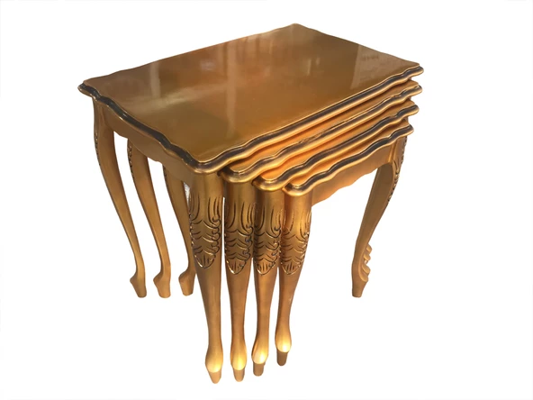 Zigon13742 klasik Model Sehpa Kayın Torna Aslan ayak Parlak GOLD Lake MDF El Yapı ürün görseli 1