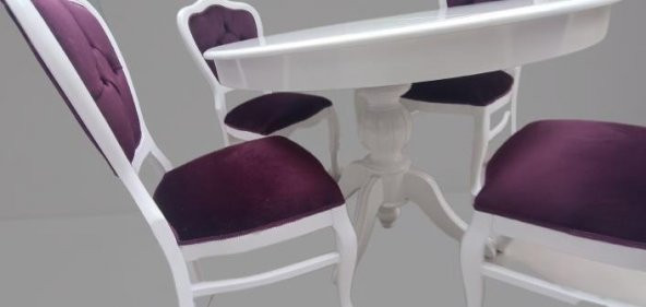 Masa Sandalye 90148 Tk Ihlamur Baba Ayak Model Parlak beyaz MDF Tabla 100  Açılır ürün görseli 1