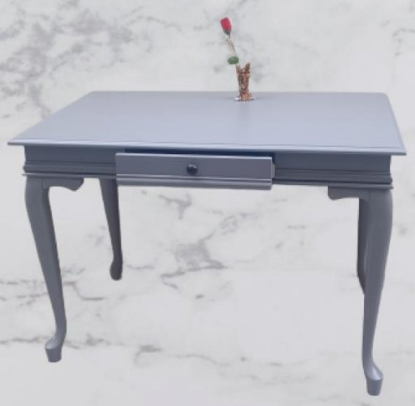 Çalışma masa ST 90139 model kayın aslan ayak çekmec parlak lake gri renk el yapım ürün görseli 1
