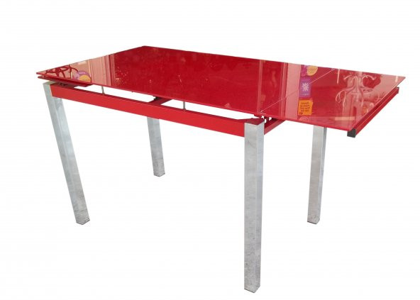 Masa 12360 CAM LAZER YPIŞTIRMA Metal nikelaj ayak Kırmızı TEMPER Cam El Yapım ürün görseli 1