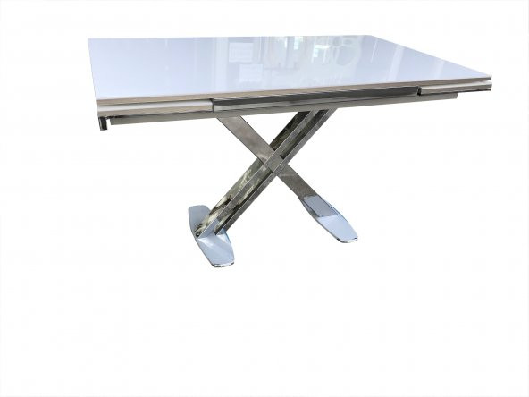Masa 12628 X AYAK Metal Nikelaj Dikdörtgen Kelebek Yan Açılı TEMPER CAM El yapım ürün görseli 1