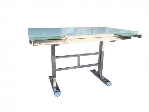 Masa 12585 JAPON ayak  model Metal nikelaj Ay<k Yan Açılır Temper cam El Yapım ürün görseli 1