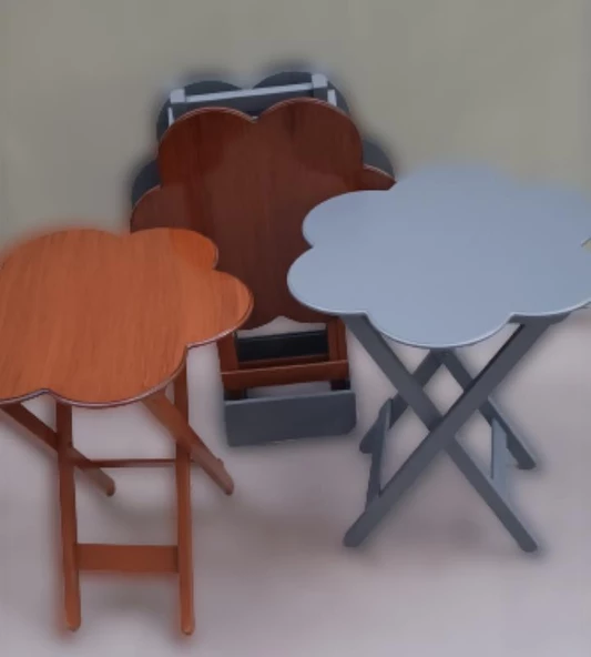 Zigon Çanta 90109 Sehpa Papatya Model Ahşap MDF Ceviz ve Gri Renk Uyum El Yapımı ürün görseli 1