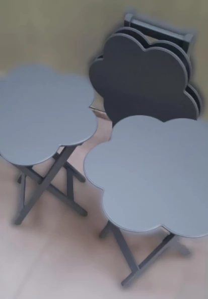 Zigon Çanta 90110 Papatya Dörtlü  Model Ahşap MDF Parlak Gri Renk El Yapım ürün görseli 1