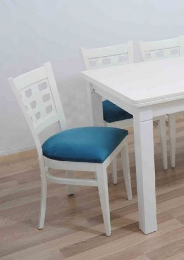 Masa-sandalye 12906 Tk Model 9GÖZ Kayın Torna Retro Parlak beyaz Sandalye Sabit ürün görseli 1