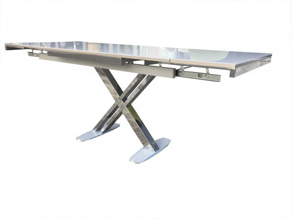 Masa 13661 X AYAK Model Metal Nikelaj Kelebek Yan Açılır Üstü cam Kaplam El yapım ürün görseli 1