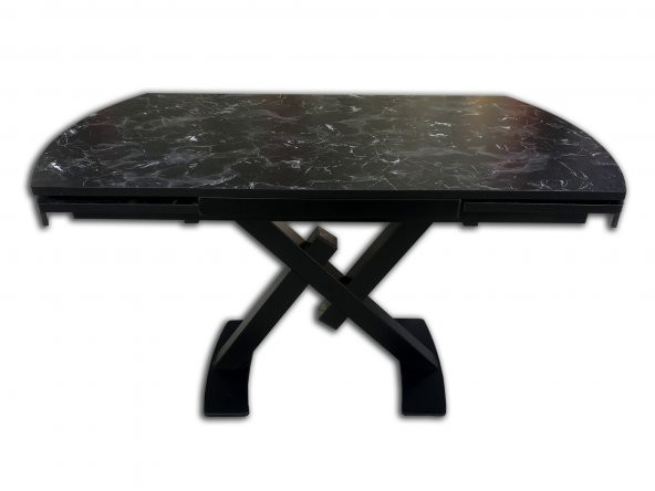 Masa 13662 V Ayak Model Metal Siyah Yan açıl MDF Tabla Siyah mermer desen El Yapı ürün görseli 1