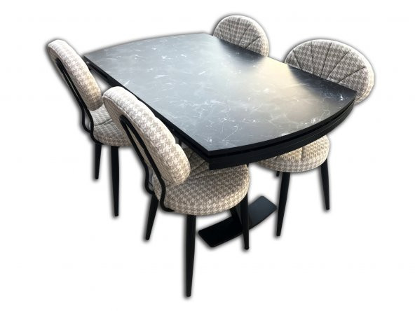 Sandalye 13663 MİDYE Model Metal Masa Mermer Desen Tabla Metal X Çapraz El yapım ürün görseli 1