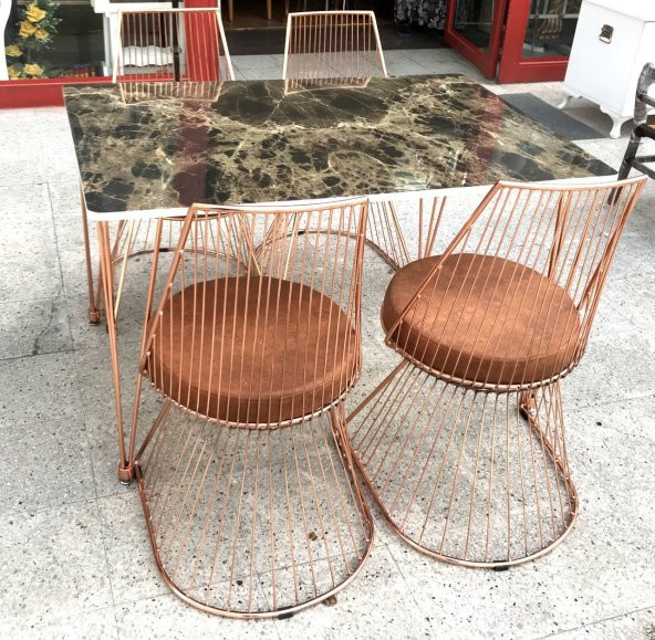 Masa 13798 TEL Sandaly Tk Metal ROSE Bakır Japon ayk MDF siyh desen Tabla El yapı ürün görseli 1