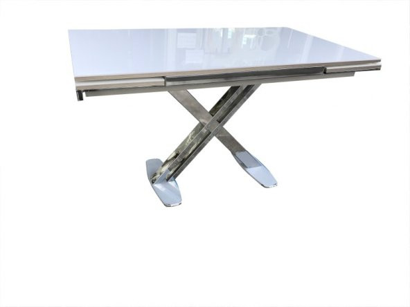 Masa 13918 X AYAK Model Metal Nikelaj Dikdörtgen Kelebek Yan Açıl Tabla üstü cam ürün görseli 1