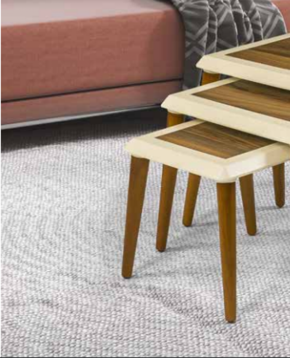 Zigon OSM 11829 Çerçeve Model Sehpa Parlak Ceviz Krem Ahşap Kayın ayak El Yapım ürün görseli 1