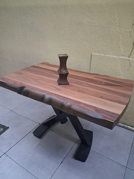 Masa ST 17918 KÜTÜK Ağaç Desen Kelebek Metal Çelik Siyah Ayk Ceviz tabla El yapım ürün görseli 1