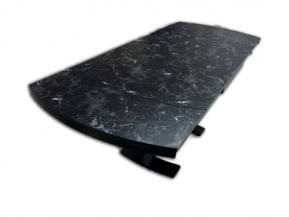 Masa 18109 X AYAK Model Metal Nikelaj Dikdörtgen Yan Açılı Siyah mermer MDF Tabla ürün görseli 1