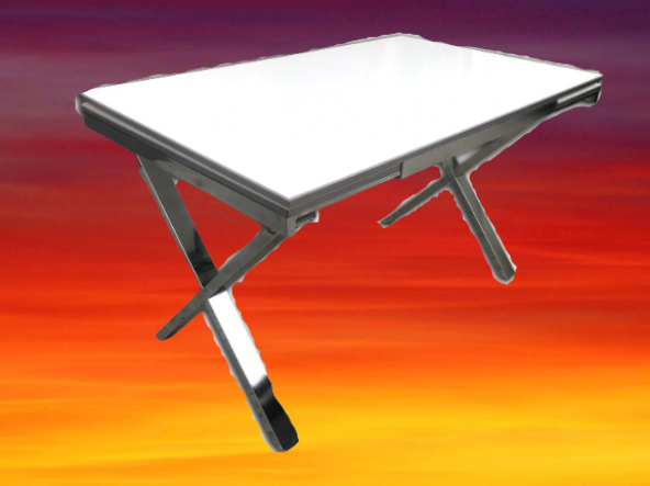 Masa 18120 Model Metal nikelaj X ayak glosspan tabla yan açılır El Yapım ürün görseli 1