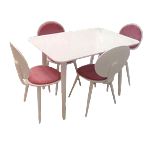Masa-Sandalye 13572 RETRO Papel Tk model Kayın Retro kaplama Parlak beyaz El Yapı ürün görseli 1