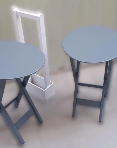 Zigon Çanta Sehpa 90122 Oval Model İkili Takım Ahşap Mdf Gri Renk Uyum El Yapımı ürün görseli 1