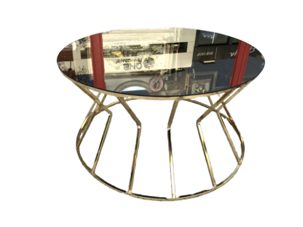 Brc 13853 CADDE Orta sehpa Model Metal Gold Renk kaplam Düz Siyah Renk TEMPER Cam ürün görseli 1