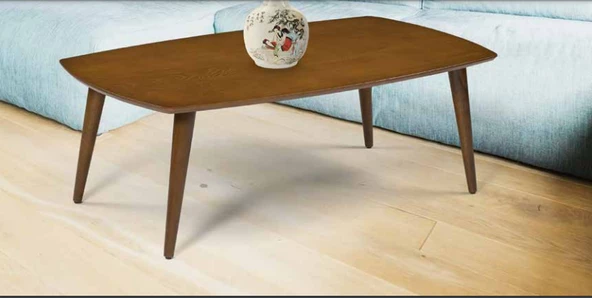 Orta sehpa 11782 OSM OVAL Model Kayın retro Ayak Parlak Ceviz Tabla El Yapım ürün görseli 1