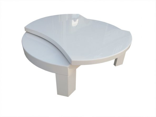 Orta sehpa 17616 Döner İÇBÜKEY OVAL İNOVATİF Model Kayın Retro Mdf Beyaz El Yapım ürün görseli 1