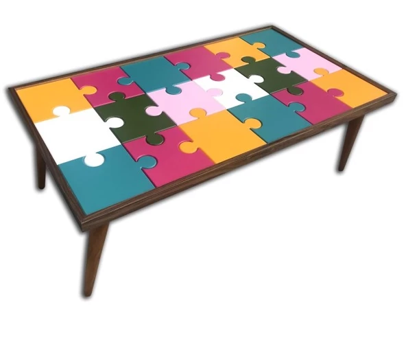 Orta Sehpa 17982 PUZZLE Bulmaca Kayın Retro Ayak cam Çocuk gelişimine Destek Ürün ürün görseli 1