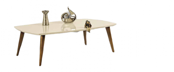 Orta Sehpa 18264 OSM OVAL Model Ceviz Krem Ahşap Kayın torna Retro ayak El Yapım ürün görseli 1