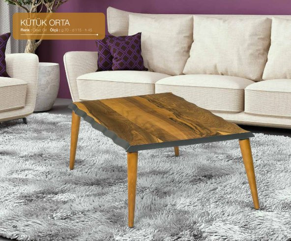 Orta Sehpa 18274 OSM KÜTÜK Klasik Model Ceviz Gri Uyum Kayın Retro ayak El Yapım ürün görseli 1