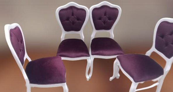 Sandalye 90147 Klasik Model Kayın Aslan ayak Parlak Beyaz babyface kumaş El Yapım ürün görseli 1