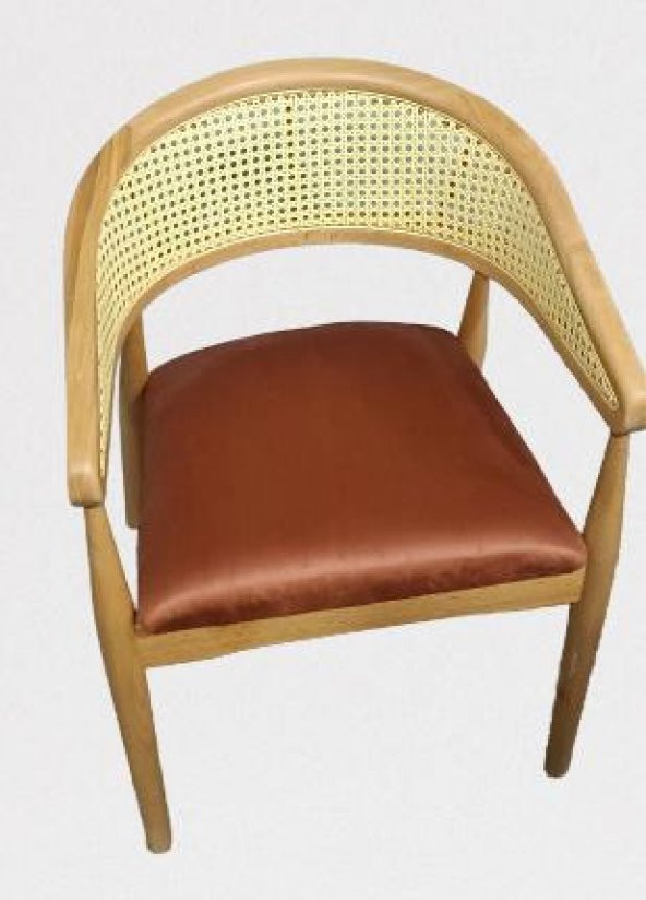 Sandalye Tam Kolçak 90013 Hasır Kayın Nature Ceviz renk ayak Modern Tarz El Yapım ürün görseli 1