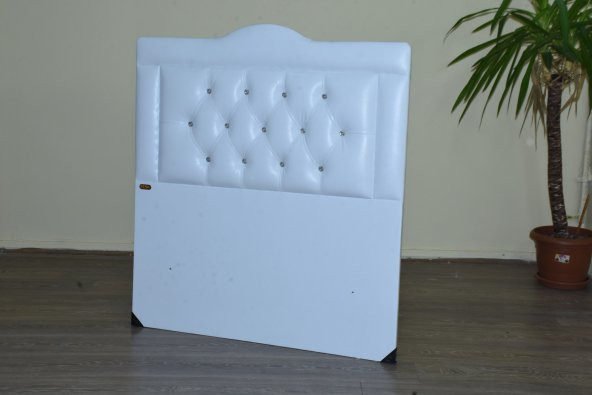 Başlık 90*190 cm 13419 Model SUNİ DERİ BEYAZ SİLİNİR Kapitone döşeme El Yapım ürün görseli 1