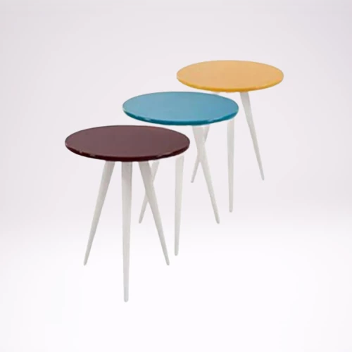 Zigon 17788 3Ayak Parlak 3Renk Model Sehpa Kayın RETRO Ayak MDF tabla EL Yapım ürün görseli 1