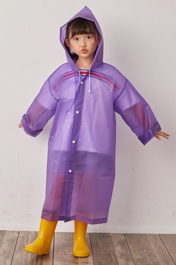 Unisex Çocuk Mor Su Rüzgar Geçirmez Yağmurluk ürün görseli 1