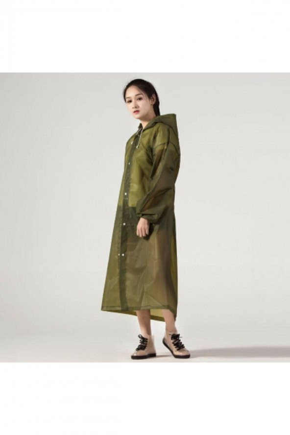 Unisex Haki Yeşil Eva Kumaş Su Rüzgar Geçirmez Yağmurluk ürün görseli 1