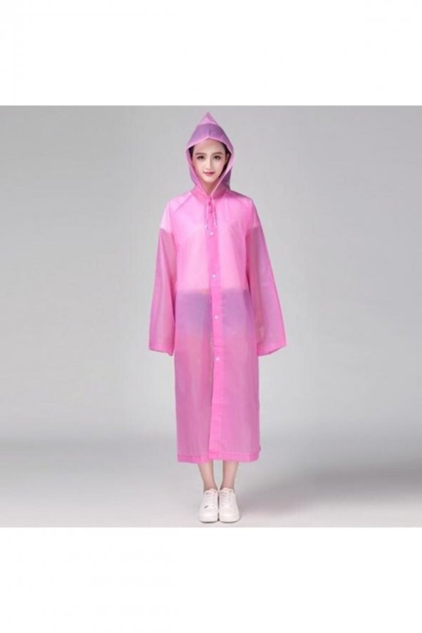 Unisex Pembe Eva Kumaş Su Rüzgar Geçirmez Yağmurluk ürün görseli 1