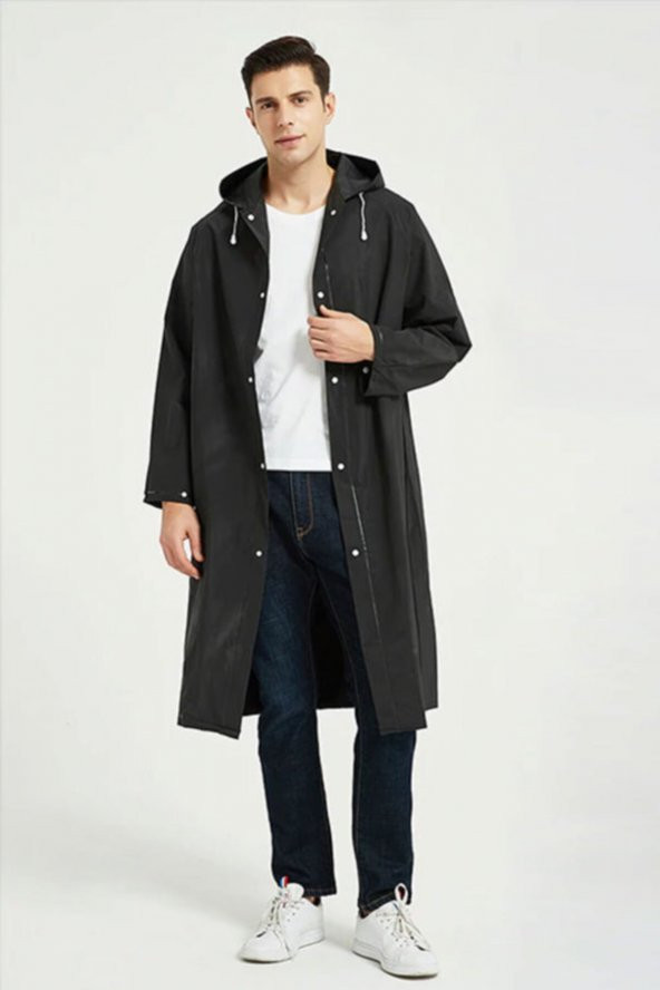Dream Plus Su Geçirmez İthal Kumaş Yağmurluk Unisex Siyah ürün görseli 1