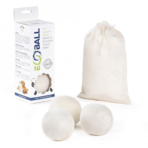 Ecoball 3 Adet Yün Kurutma Topları Doğal Yumuşatıcı Çamaşır Kurutma Makinesi Kurutma Topu ürün görseli 1