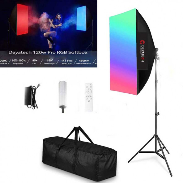 Deyatech 120w RGB Softbox 60x90cm 3000-5500k Led Video Ve Fotoğraf Çekim Işıgı Renkli Işık ürün görseli 1
