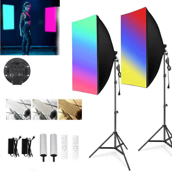 Deyatech 120w RGB Softbox 60x90cm 3000-5500k Led Video Ve Fotoğraf Çekim Işıgı Renkli Işık ürün görseli 1