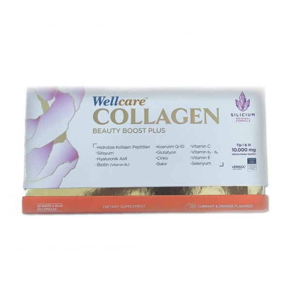 Wellcare Collagen Beauty Plus Frenk Üzümü Portakal Aromalı 30x40 Ml Tüp ürün görseli 1