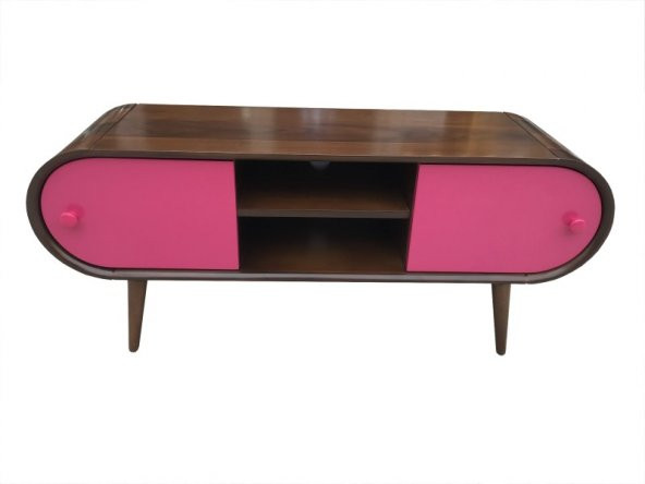 Tv Sehpası 13925 ST BOMBELİ Model Kayın RETRO Ayak Parlak Ceviz-Pembe120 El Yapım ürün görseli 1