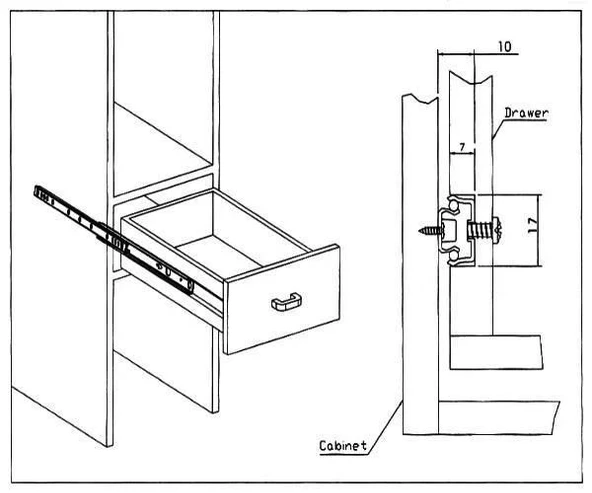 Bilyeli Çekmece Rayı 17mm - Resim 2