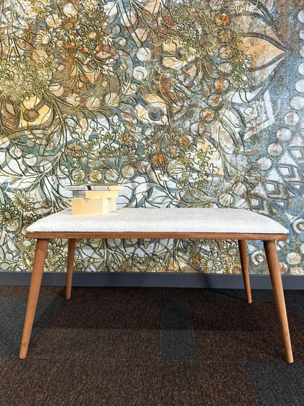 DTM HOME Bukle Tedy Krem Bench Puf - Resim 4