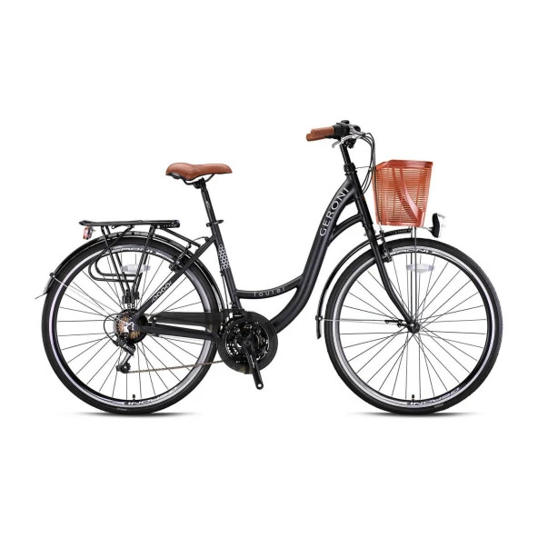 Kron Geroni TOURER 28 City Bike 21 Vites V.B. Mat Siyah-Gri/Kahverengi ALM ürün görseli 1