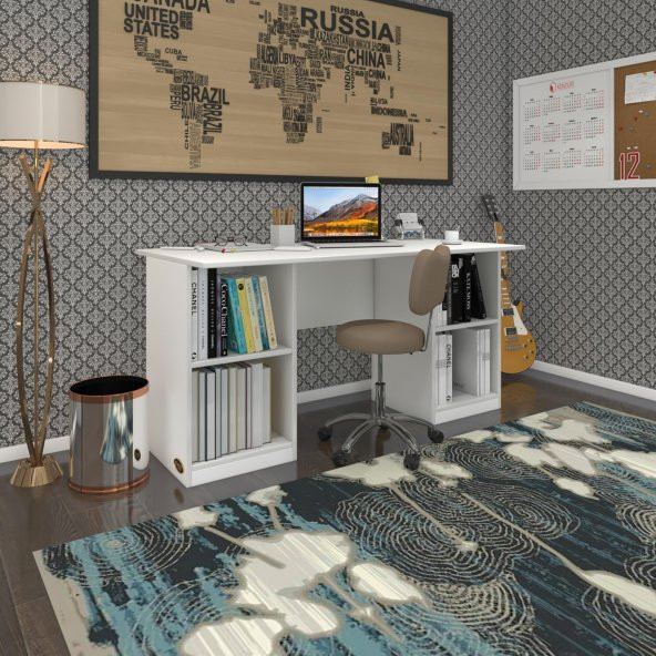 Kenzlife ofis masası masi oka byz 75*150*60 raflı dolap çiftli bilgisayar çalışma masası ürün görseli 1