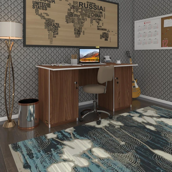 Kenzlife ofis masası masi oka cvz 75*150*80 kilitli kapaklı dolap çiftli bilgisayar çalışma masası ürün görseli 1