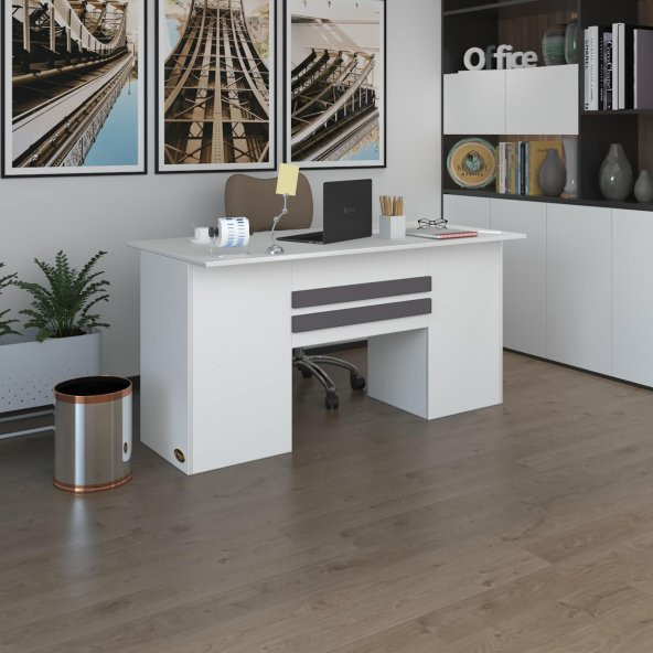 Kenzlife ofis masası pat morita byz 75*150*80 kilitli kapaklı dolap çiftli şeritli bilgisayar çalışma masası ürün görseli 1