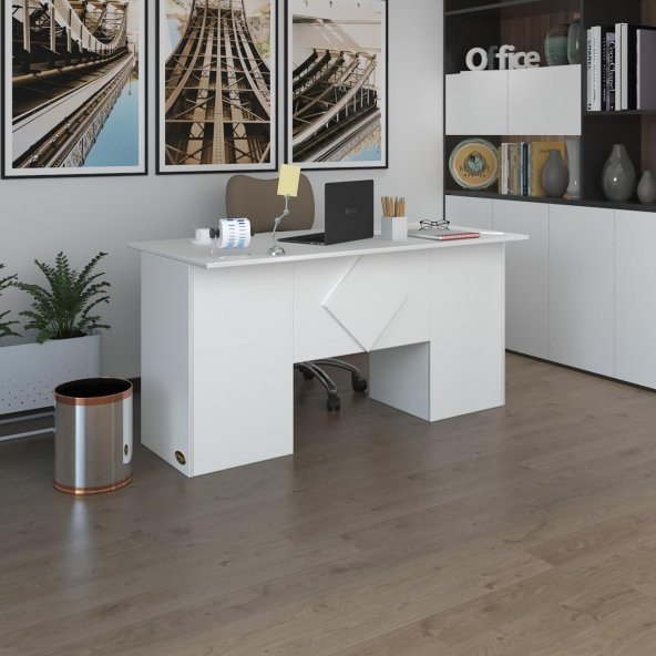 Kenzlife ofis masası kuma kengo byz 75*160*60 kilitli kapaklı dolap çiftli eşkenar bilgisayar çalışma masası ürün görseli 1